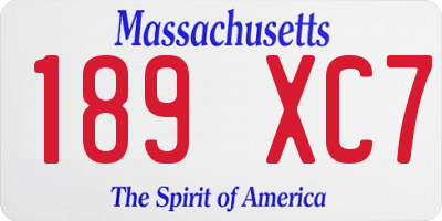 MA license plate 189XC7
