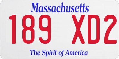 MA license plate 189XD2