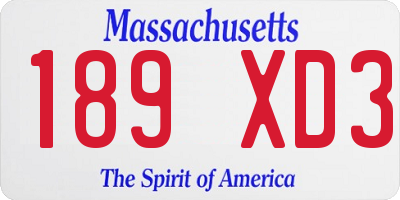 MA license plate 189XD3