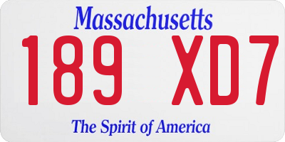 MA license plate 189XD7