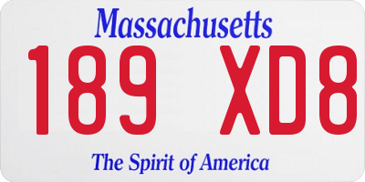 MA license plate 189XD8