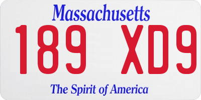 MA license plate 189XD9