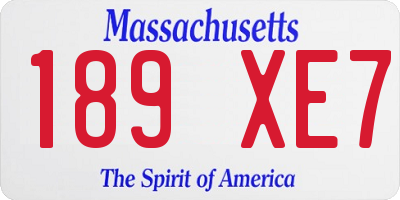 MA license plate 189XE7