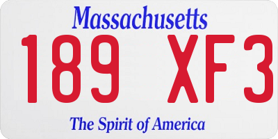 MA license plate 189XF3