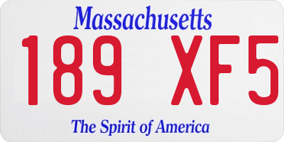 MA license plate 189XF5