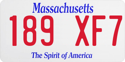 MA license plate 189XF7