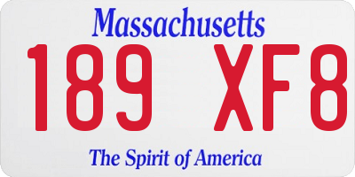MA license plate 189XF8