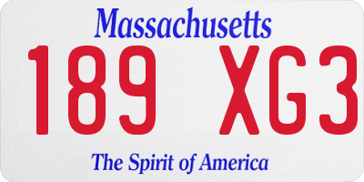 MA license plate 189XG3