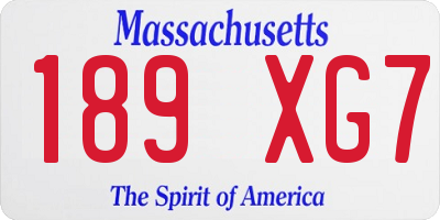 MA license plate 189XG7