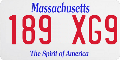 MA license plate 189XG9