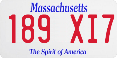 MA license plate 189XI7