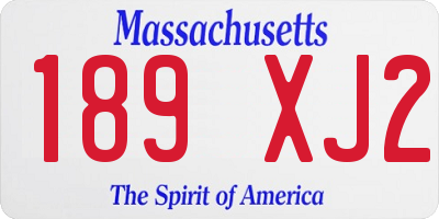 MA license plate 189XJ2