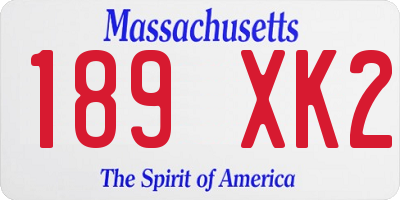 MA license plate 189XK2