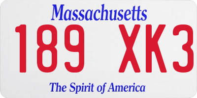 MA license plate 189XK3