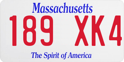 MA license plate 189XK4
