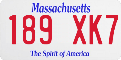 MA license plate 189XK7