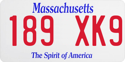 MA license plate 189XK9