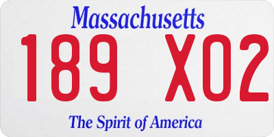 MA license plate 189XO2