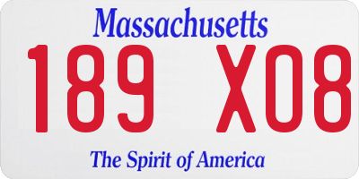 MA license plate 189XO8
