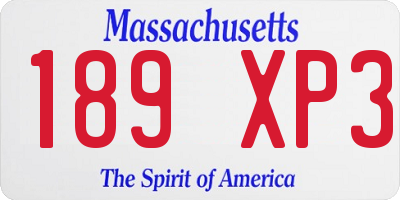 MA license plate 189XP3