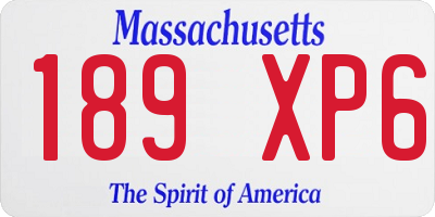 MA license plate 189XP6