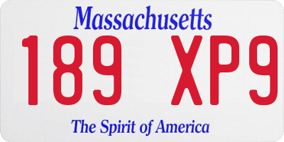 MA license plate 189XP9