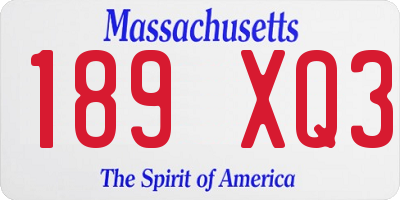 MA license plate 189XQ3