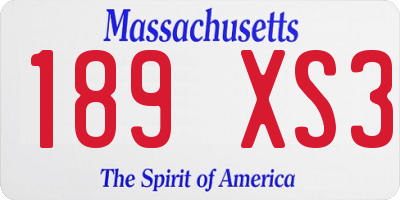 MA license plate 189XS3