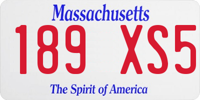 MA license plate 189XS5