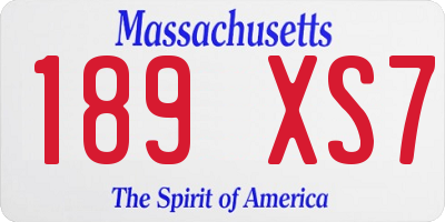 MA license plate 189XS7