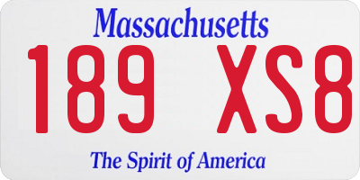MA license plate 189XS8