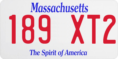 MA license plate 189XT2