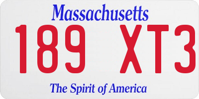 MA license plate 189XT3