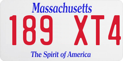 MA license plate 189XT4