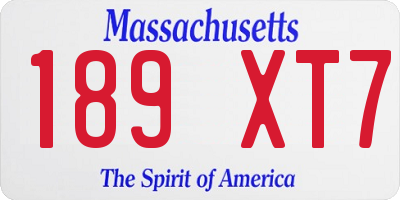 MA license plate 189XT7