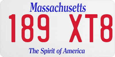 MA license plate 189XT8