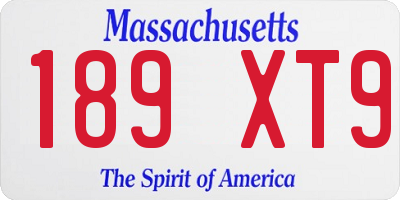 MA license plate 189XT9