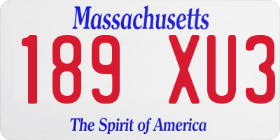 MA license plate 189XU3