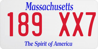 MA license plate 189XX7
