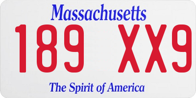 MA license plate 189XX9