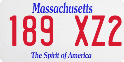 MA license plate 189XZ2