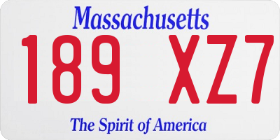 MA license plate 189XZ7