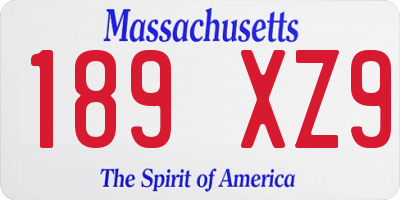 MA license plate 189XZ9