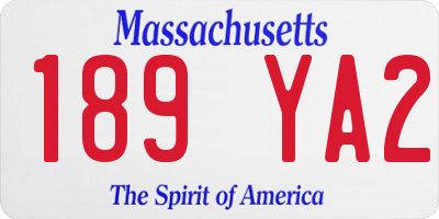 MA license plate 189YA2