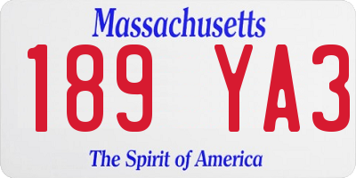 MA license plate 189YA3