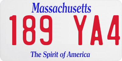 MA license plate 189YA4