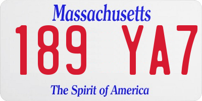 MA license plate 189YA7