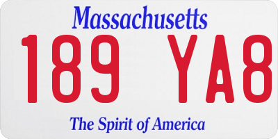 MA license plate 189YA8