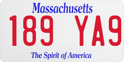 MA license plate 189YA9
