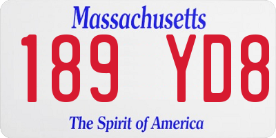 MA license plate 189YD8